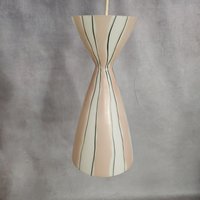 50Er Jahre Vintage Glas Deckenleuchte Rosa Weiß Lampe Mid Century Messing von CapricornVintageCom