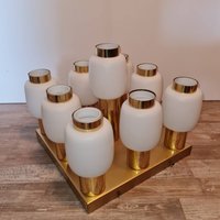 Deckenlampe Aus Den 60Ern in Gold Und Milchglas von CapricornVintageCom