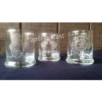 Set Von 3 Kerzenhalter, Zen Geätzten Glas Geätzt Zen, Einzigartiges Geschenk, Geschenkideen von CaprisCreationsShop