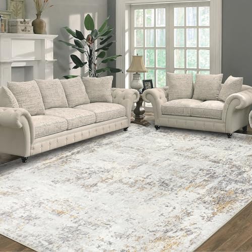 Capslpad Beige Abstraktes Teppich Wohnzimmer 160x230cm rutschfest Kurzflor Kunstwolle Schlafzimmer Teppich Waschbar Minimalistisch Bettvorleger Teppiche für Wohnzimmer Schlafzimmer Büro Bereich Dekor von Capslpad