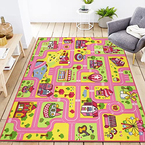 Capslpad Kinder Spielteppich 150x200cm Große Größe Kinder Teppich Rutschfester Waschbarer Stadtleben Teppich Lernbereich Teppich Kinder Spielteppich für Schlafzimmer Klassenzimmer Kinderzimmer Dekor von Capslpad