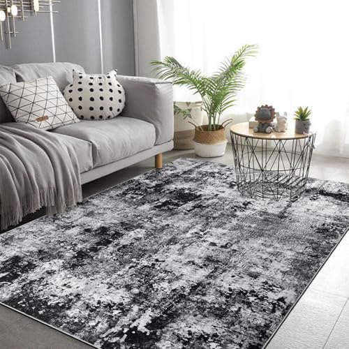 Capslpad Schwarz Abstraktes Teppich Wohnzimmer 120x180cm rutschfest Kurzflor Kunstwolle Schlafzimmer Teppich Waschbar Minimalistisch Bettvorleger Teppiche für Wohnzimmer Schlafzimmer Büro Bereich Capslpad Schwarz Abstraktes Teppich Wohnzimmer 120x180cm rutschfest Kurzflor Kunstwolle Schlafzimmer Teppich Waschbar Minimalistisch Bettvorleger Teppiche für Wohnzimmer Schlafzimmer Büro Bereich von Capslpad