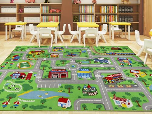 Capslpad Teppich Kinderzimmer 200x300cm Spielteppich Straße Kinderteppich Autoteppich Straßenteppich Teppiche für Babyzimmer, Schlafzimmer von Capslpad