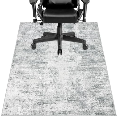 Capslpad rutschfeste Stuhlmatten für Hartholzboden 90x120cm Grau Abstrakt Bodenschutzmatte Gaming Schreibtischstuhl Unterlage Schreibtisch Teppich für Hartböden Büro Bürostuhl von Capslpad