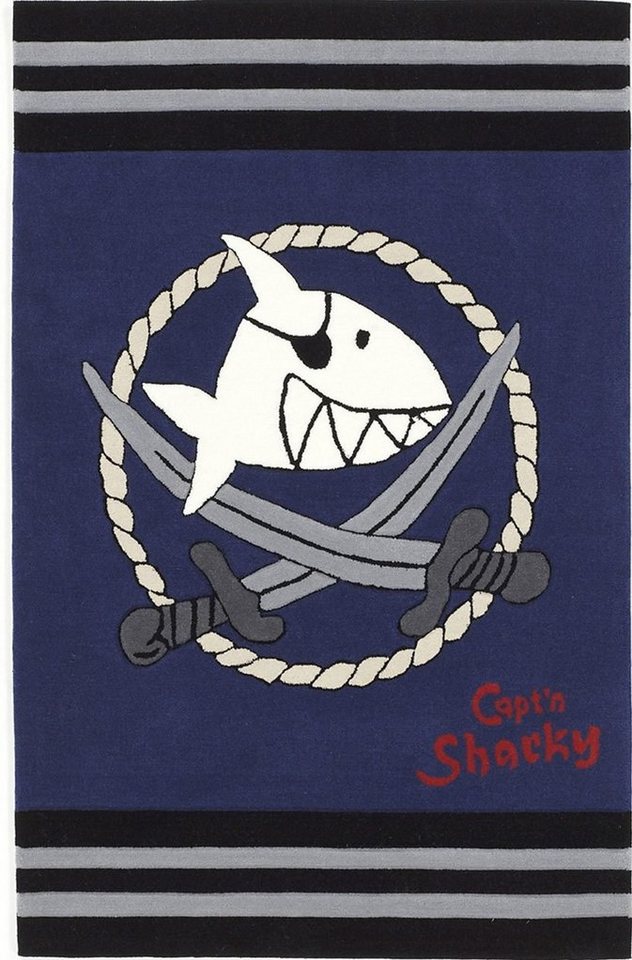 Kinderteppich SH-2937-01, Capt`n Sharky, rechteckig, Höhe: 10 mm, handgearbeiteter Konturenschnitt, Kinderzimmer von Capt`n Sharky
