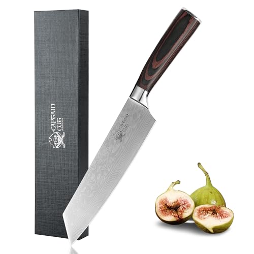 Captain Cut Edelstahl Kiritsuke Küchenmesser mit 19cm Damast Optik Klinge I Kochmesser mit ergonomischem Pakkaholzgriff I Geschenkbox Captain Cut Edelstahl Kiritsuke Küchenmesser mit 19cm Damast Optik Klinge I Kochmesser mit ergonomischem Pakkaholzgriff I Geschenkbox von Captain Cut