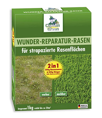 Captain Green Rasensamen Dünger "Wunder Reparatur Rasen" 1 kg von Captain Green