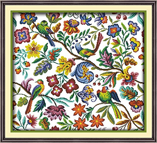 captaincrafts Hot Neue Meldungen Kreuzstich Kits Näharbeiten Mustern Zählmuster Stickpackung – Birds 'Twitter und Duft der Blumen STAMPED von CaptainCrafts