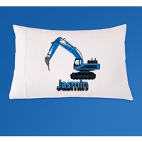 Kinder Baustellen Lkw Bagger Personalisierte Kissenbezug, Baustelle Bettwäsche Kinder Baustellen Lkw Bagger Personalisierte Kissenbezug, Baustelle Bettwäsche von CapturedInAGift