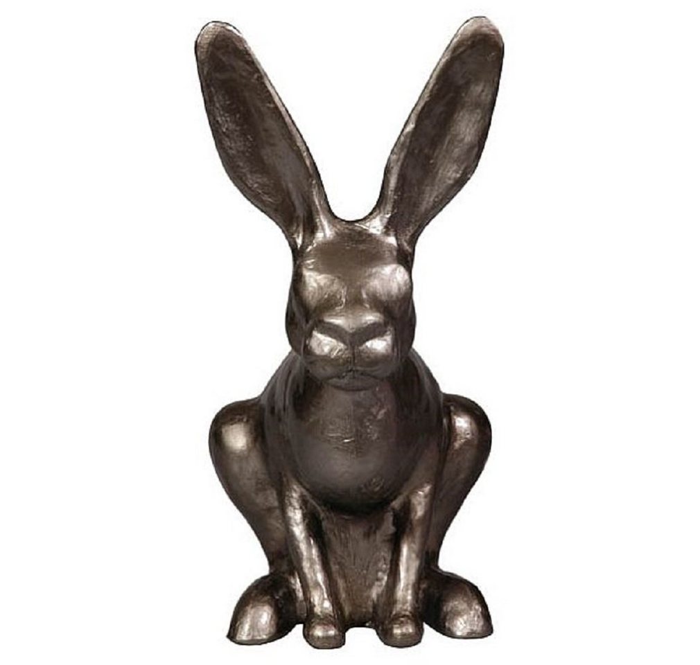 Capventure Gartenfigur Cabanaz Hase Dekofigur Hasenfigur Gartenfigur silber 30cm von Capventure