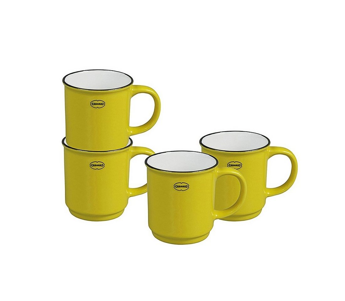Capventure Tasse Tasse Kaffeetassen Teetassen 4'er-Set 180ml stapelbar Keramik Retro, Material: Keramik von Capventure