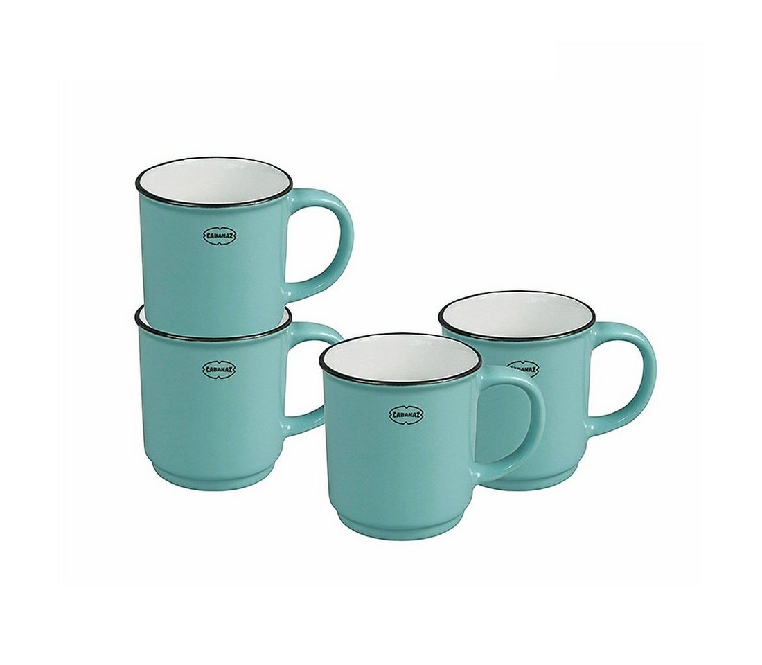 Capventure Tasse Tasse Kaffeetassen Teetassen 4'er-Set 180ml stapelbar Keramik Retro, Material: Keramik von Capventure