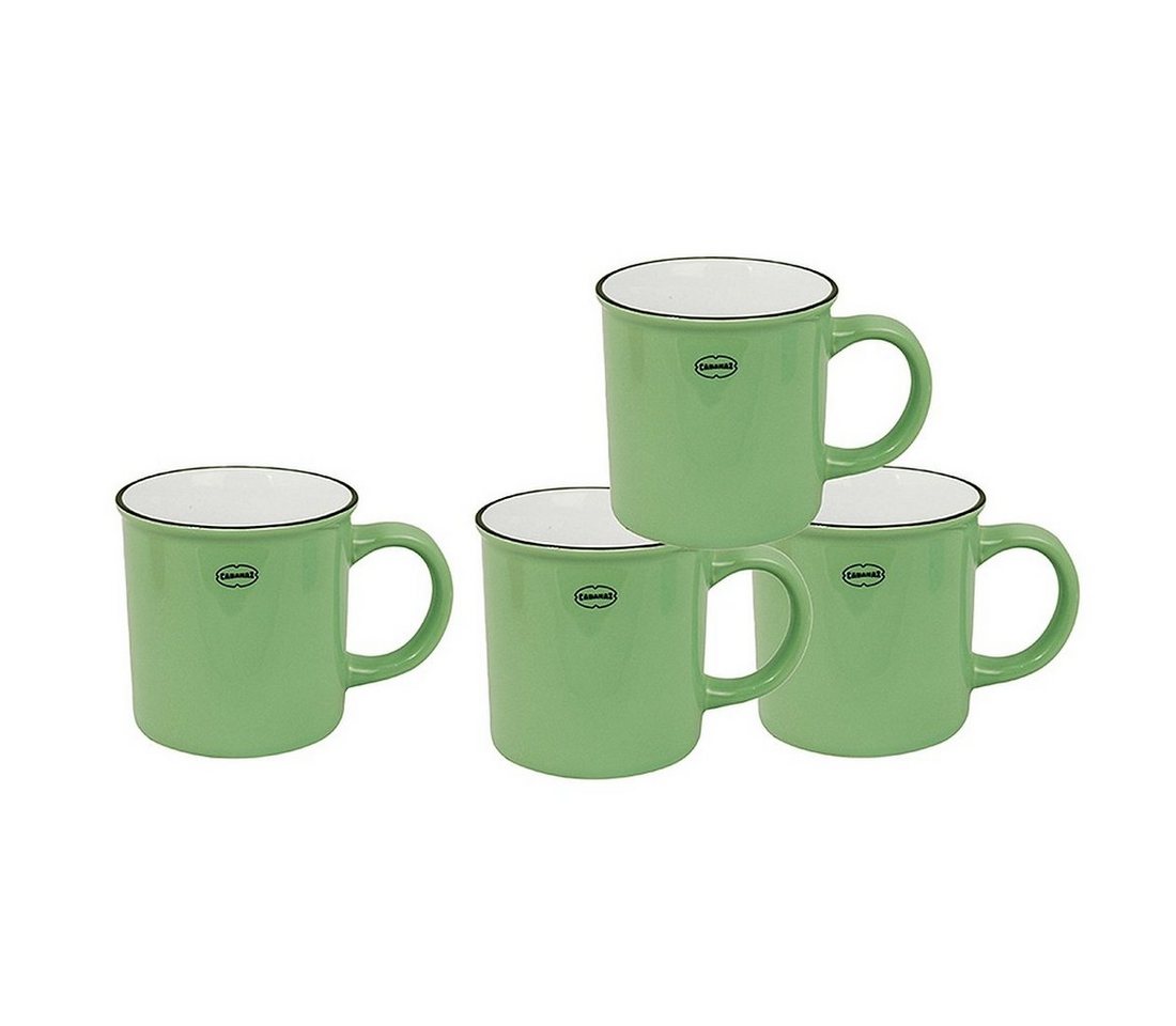 Capventure Tasse Tasse Kaffeetassen Teetassen 4'er-Set 250ml Keramik Emaille Retro, Material: Keramik von Capventure