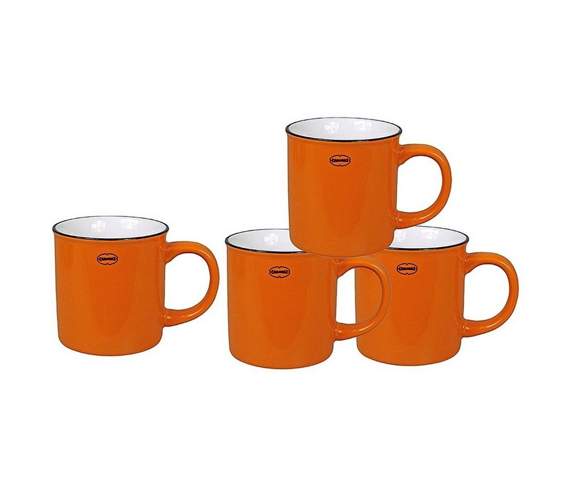 Capventure Tasse Tasse Kaffeetassen Teetassen 4'er-Set 250ml Keramik Emaille Retro, Material: Keramik von Capventure