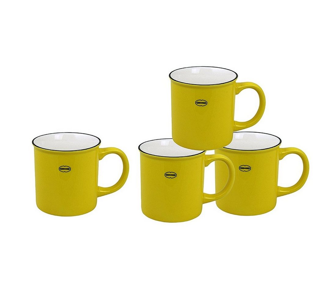 Capventure Tasse Tasse Kaffeetassen Teetassen 4'er-Set 250ml Keramik Emaille Retro, Material: Keramik von Capventure