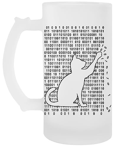 Lustige Katze spielt mit Binärcode Bierkrug Beer Mug von Capzy