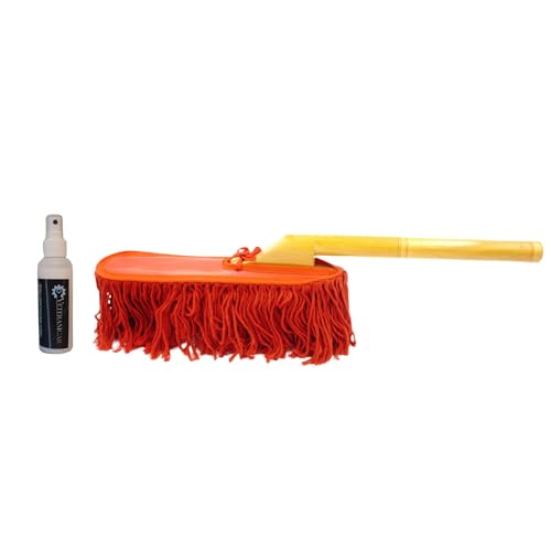 Car Duster California Style – Rot, 62cm, Baumwolle, Holzgriff, Waschbarer Reinigungskopf inkl. Duster Fluid von Car Duster