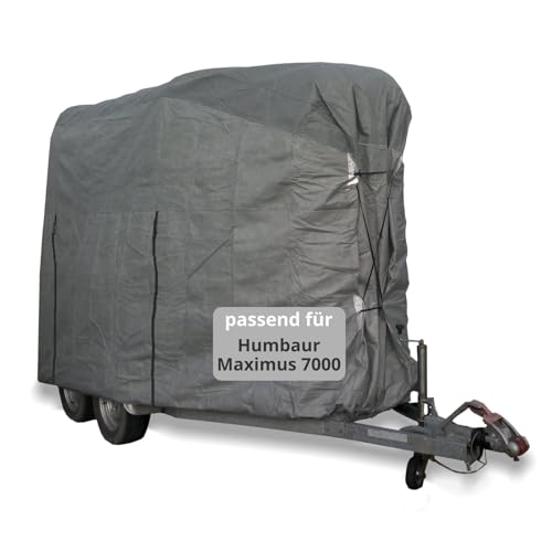 Car-e-Cover Pferdeanhänger Abdeckung Größe L für XXL Zweipferdanhänger | extra robuste 4-lagige Vlies Schutzhaube grau | wasserdicht & UV-beständig passend für Humbaur Maximus 7000 von Car-e-Cover