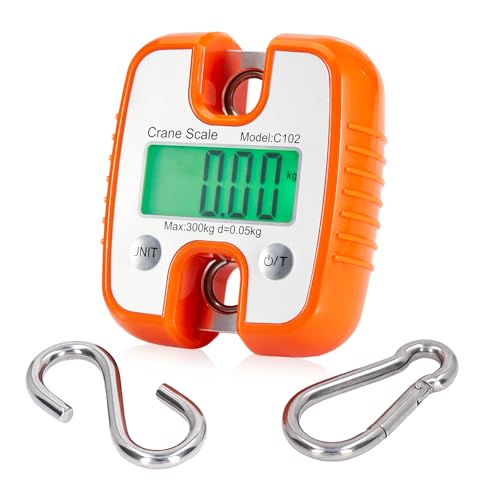CarBole Digitale Hängewaage 300KG/660LBS,mit Präzisionssensoren Ausgestattet.Die Mini-LCD-Anzeige und der Integrierte Haken Sorgen für Einfache Handhabung,Leicht Tragbar von CarBole