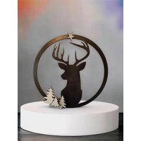 Hirsch Holzloop, Holzkranz, Weihnachten, Herbst, Kranz, Ring von CarMiLeNi