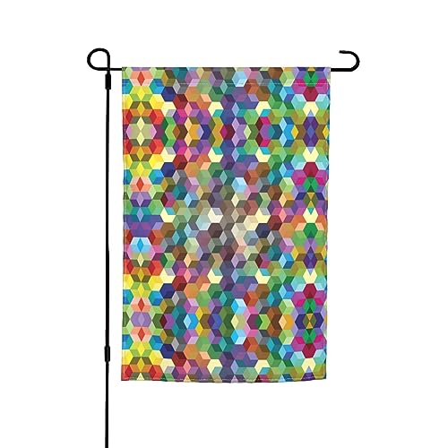 Abstrakte Farbwürfel, violett, Feiertags-Gartenflaggen, 30,5 x 45,7 cm, doppelseitiger Druck, dekorative Flaggen für Außendekoration für alle Jahreszeiten von CarXs