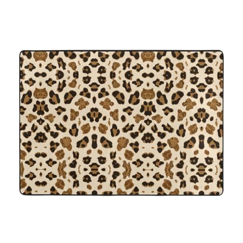 Animal Leopard Teppich, 203 x 147 cm, bedruckter Teppich, weicher Flanellstoff, geeignet für verschiedene Umgebungen von CarXs