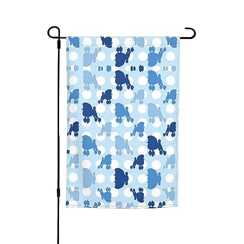 Blauer Pudel, gepunktet, Gartenflaggen, 30,5 x 45,7 cm, doppelseitiger Druck, dekorative Flaggen für Außendekoration für alle Jahreszeiten von CarXs