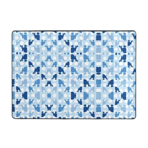 Blauer Pudel-Teppich, 203 x 147 cm, bedruckter Teppich, weicher Flanellstoff, geeignet für verschiedene Umgebungen von CarXs