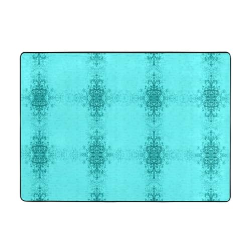 Blaugrüner Teppich, 203 x 147 cm, bedruckter Teppich, weicher Flanellstoff, geeignet für verschiedene Umgebungen von CarXs