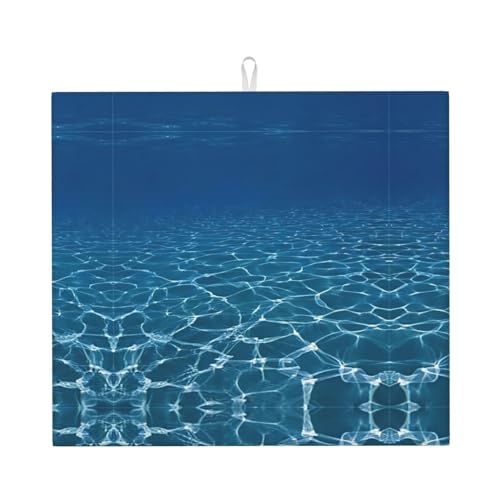 Blue Deep Ocean Stilvolle Abtropfmatte – saugfähiges und vielseitiges Küchenzubehör, mit charmantem Druckdesign von CarXs