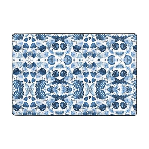 CarXs Blaue Blume Tropische 91,4 x 61 cm & 183,9 x 121,9 cm Teppiche – Heimdekor-Fußmatten für Wohnzimmer, Schlafzimmer, schmutzabweisend von CarXs