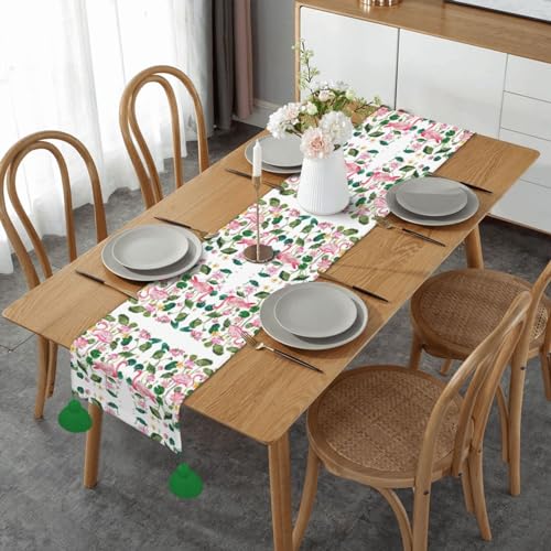 CarXs Exquisiter Tischläufer mit Flamingo-Vogelmotiv, rund, Blätter, doppelseitiges Design, verleiht jedem Tisch Eleganz von CarXs