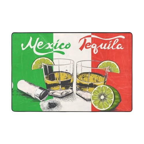 CarXs Mexiko-Flagge und Tequila 91,4 x 61 cm & 183,9 x 121,9 cm Teppich, Heimdekoration, Fußmatten für Wohnzimmer, Schlafzimmer, schmutzabweisend von CarXs