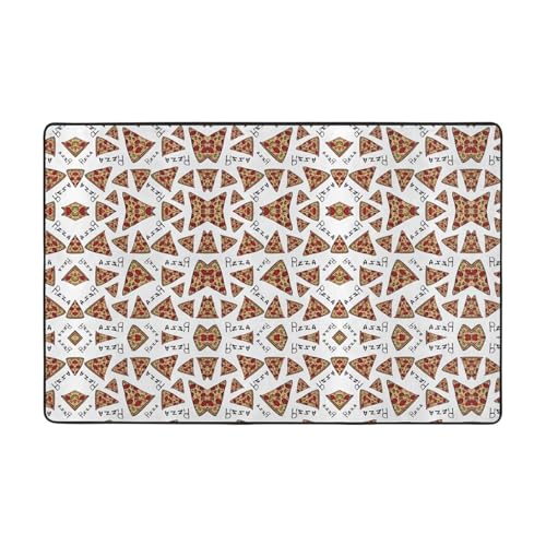 CarXs Pizza-Muster 91,4 x 61 cm & 183,9 x 121,9 cm Teppiche – Heimdekor-Fußmatten für Wohnzimmer, Schlafzimmer, schmutzabweisend von CarXs