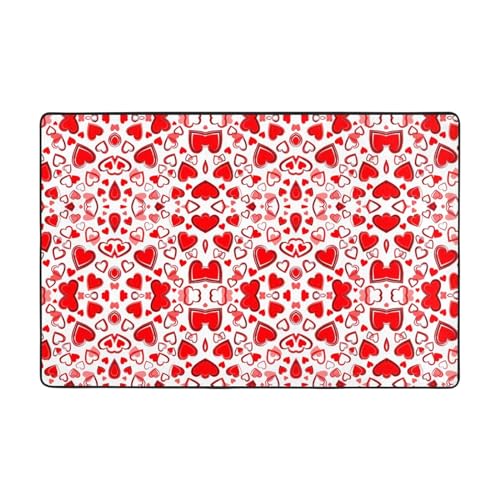 CarXs Romantischer roter Herz, 91,4 x 61 cm & 183,9 x 121,9 cm, Heimdekor, Fußmatten für Wohnzimmer, Schlafzimmer, schmutzabweisend von CarXs