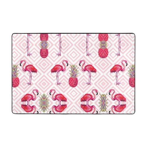 CarXs Rosafarbene Flamingo-Ananas-Teppiche, 91,4 x 61 cm und 183,9 x 121,9 cm, Heimdekor, Fußmatten für Wohnzimmer, Schlafzimmer, schmutzabweisend von CarXs