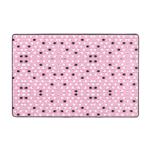 CarXs Weiße Schafe auf rosa Hintergrund, 91,4 x 61 cm & 183,9 x 121,9 cm, Heimdekor, Fußmatten für Wohnzimmer, Schlafzimmer, schmutzabweisend von CarXs