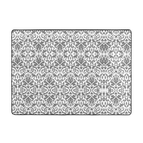 Dekor-Teppich, weiß, schwarz, 203 x 147 cm, bedruckter Teppich, weicher Flanellstoff, geeignet für verschiedene Umgebungen von CarXs