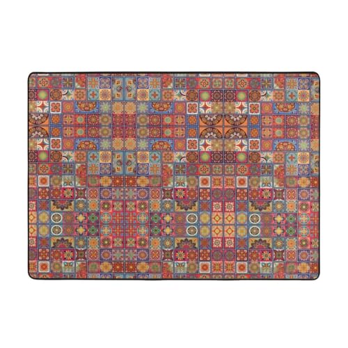 Farbiger kleiner Teppich mit fließendem Muster, 203 x 147 cm, bedruckter Teppich, weicher Flanellstoff, geeignet für verschiedene Umgebungen von CarXs