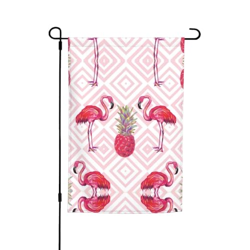 Gartenflaggen mit rosa Flamingo-Ananas-Motiv, 30,5 x 45,7 cm, doppelseitiger Druck, dekorative Flaggen für Außendekoration für alle Jahreszeiten von CarXs