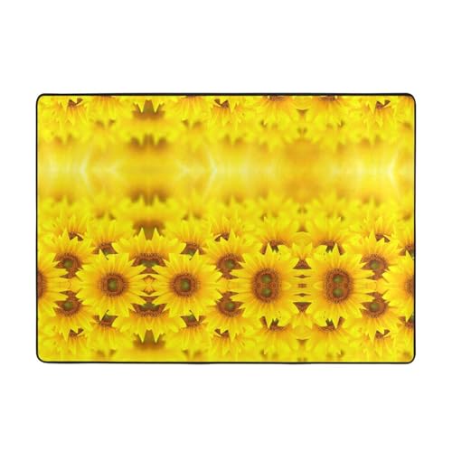 Gelber Sonnenblumen-Teppich, 203 x 147 cm, bedruckter Teppich, weicher Flanellstoff, geeignet für verschiedene Einrichtungen von CarXs