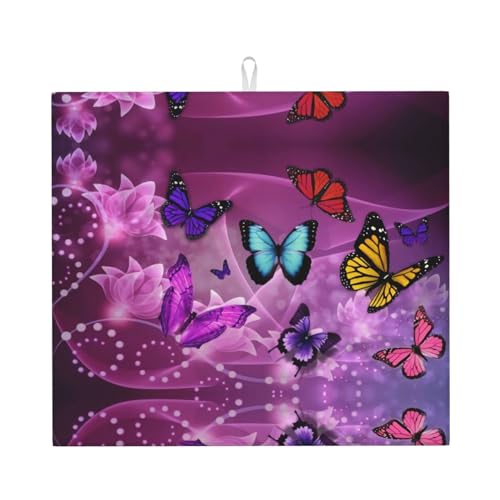 Lila Schmetterlinge Stilvolle Abtropfmatte - saugfähiges und vielseitiges Küchenzubehör mit charmantem Druckdesign von CarXs