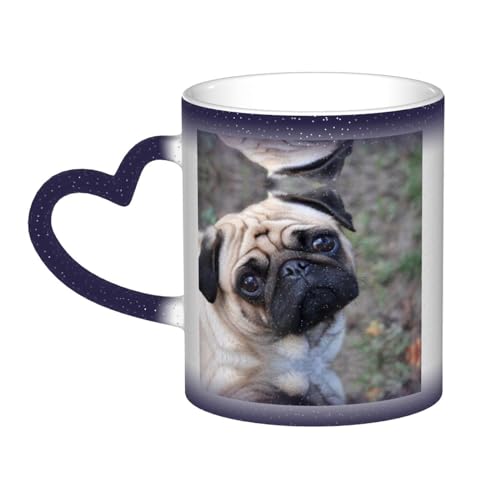 Mops Dog2 Wärmewechselnde magische Tassen-Set, wärmeempfindlich, kühle Kaffeetassen – einzigartige, kreative Geschenk-Tassen von CarXs
