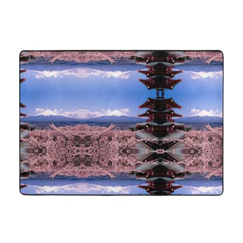 Mount Fuji Japan Teppich, 203 x 147 cm, bedruckter Teppich, weicher Flanellstoff, geeignet für verschiedene Umgebungen von CarXs