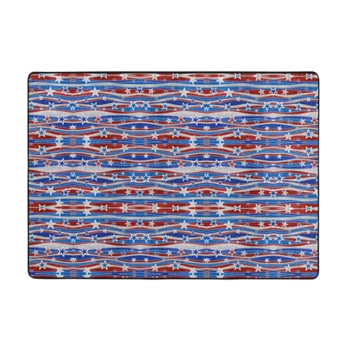 Patriotic Stars Stripes Independence Day Teppich, 203 x 147 cm, bedruckter Teppich, weicher Flanellstoff, geeignet für verschiedene Umgebungen von CarXs