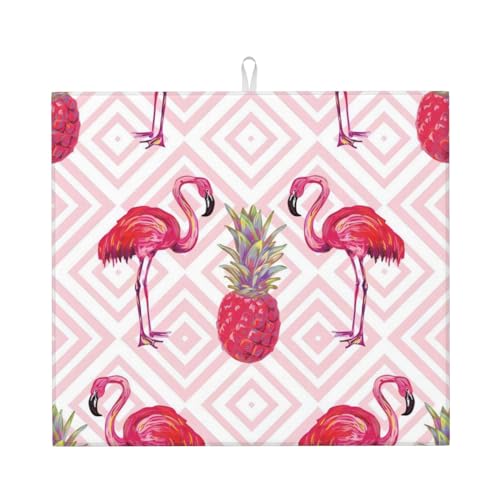 Pink Flamingo Ananas Stilvolle Abtropfmatte - saugfähiges und vielseitiges Küchenzubehör mit charmantem Druckdesign von CarXs