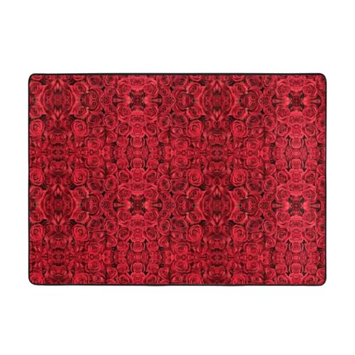 Roter Rosen-Teppich, 203 x 147 cm, bedruckter Teppich, weicher Flanellstoff, geeignet für verschiedene Umgebungen von CarXs