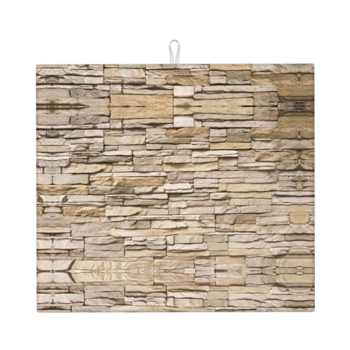 Rustikale Rocks Backsteinmauer, stilvolle Abtropfmatte, saugfähiges und vielseitiges Küchenzubehör, mit charmantem Druckdesign von CarXs