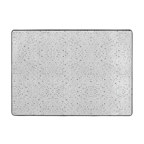 Schwarz-weißer Speck-Teppich, 203 x 147 cm, bedruckter Teppich, weicher Flanellstoff, geeignet für verschiedene Einrichtungen von CarXs