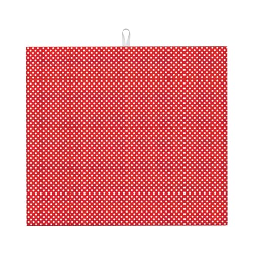 Stilvolle Abtropfmatte mit roten und weißen Punkten, saugfähiges und vielseitiges Küchenzubehör, mit charmantem Druckdesign von CarXs